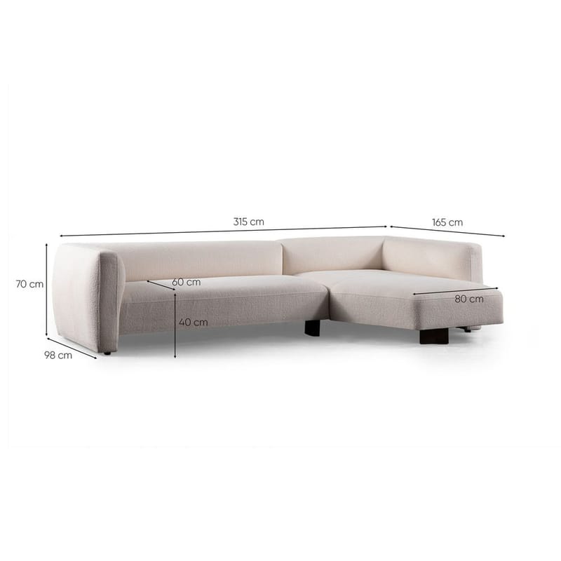 Elvaris 4-seters sofa med Sjeselong - Hvit - Møbler - Sofaer - Sofaer med sjeselong - 4 seters sofa med divan