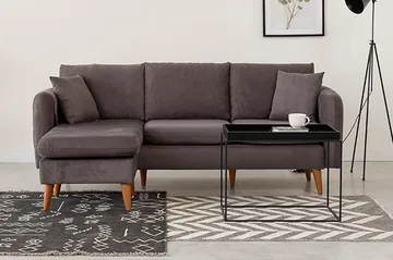 Espeut 2-seter Venstre L-formet Dyp Sofa med Sjeselong i Stoff - Grå - Møbler - Sofaer - Sofaer med sjeselong
