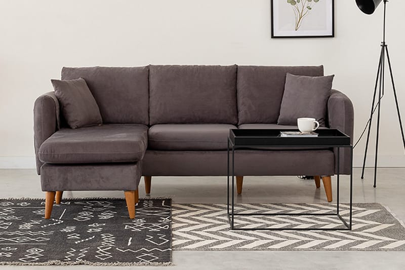 Espeut 2-seter Venstre L-formet Dyp Sofa med Sjeselong i Stoff - Grå - Møbler - Sofaer - Sofaer med sjeselong