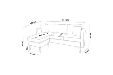 Espeut 2-seter Venstre L-formet Dyp Sofa med Sjeselong i Stoff - Grå - Møbler - Sofaer - Sofaer med sjeselong
