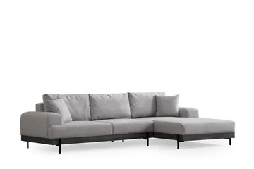 Eti 4-seter Høyrevendt L-formet Hjørnesofa med Divan 98 cm i Stoff - Grå - Møbler - Sofaer - Sofaer med sjeselong - 4 seters sofa med divan