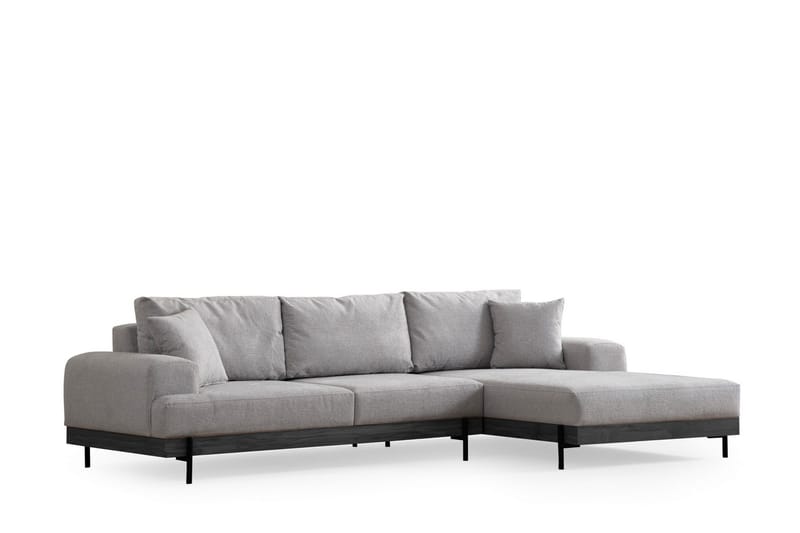 Eti 4-seter Høyrevendt L-formet Hjørnesofa med Divan 98 cm i Stoff - Grå - Møbler - Sofaer - Sofaer med sjeselong - 4 seters sofa med divan