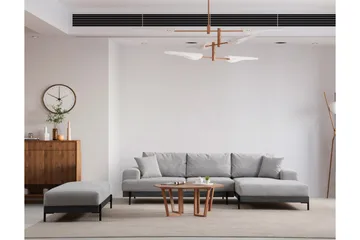 Eti 4-seter Høyrevendt L-formet Hjørnesofa med Divan 98 cm i Stoff - Grå - Møbler - Sofaer - Sofaer med sjeselong - 4 seters sofa med divan