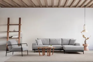 Eti 4-seter Høyrevendt L-formet Hjørnesofa med Divan 98 cm i Stoff - Grå - Møbler - Sofaer - Sofaer med sjeselong - 4 seters sofa med divan