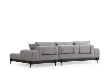 Eti 4-seter Høyrevendt L-formet Hjørnesofa med Divan 98 cm i Stoff - Grå - Møbler - Sofaer - Sofaer med sjeselong - 4 seters sofa med divan