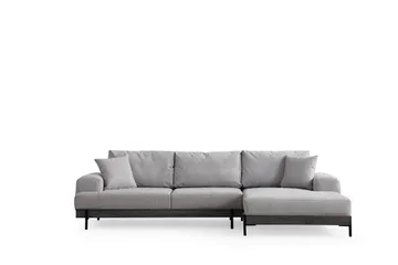 Eti 4-seter Høyrevendt L-formet Hjørnesofa med Divan 98 cm i Stoff - Grå - Møbler - Sofaer - Sofaer med sjeselong - 4 seters sofa med divan