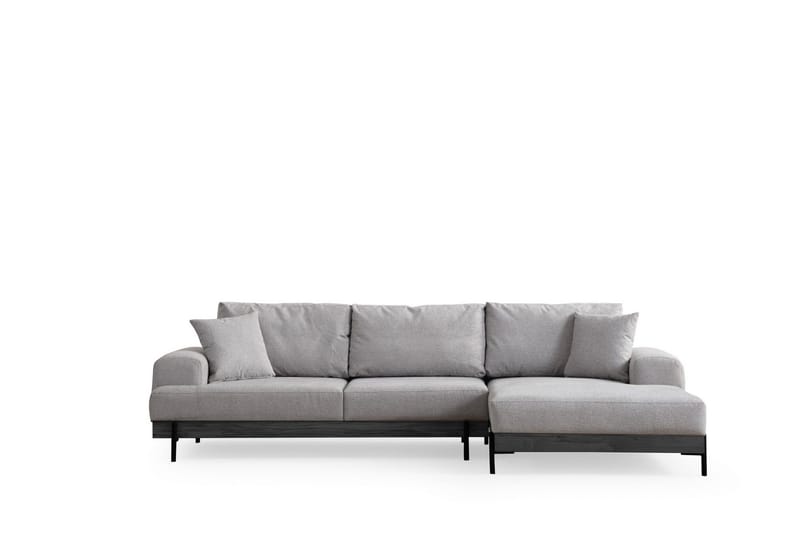 Eti 4-seter Høyrevendt L-formet Hjørnesofa med Divan 98 cm i Stoff - Grå - Møbler - Sofaer - Sofaer med sjeselong - 4 seters sofa med divan