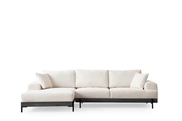 Eti 4-seter Venstrevendt L-formet Hjørnesofa med Divan 98 cm i Stoff - Hvit - Møbler - Sofaer - Sofaer med sjeselong - 4 seters sofa med divan