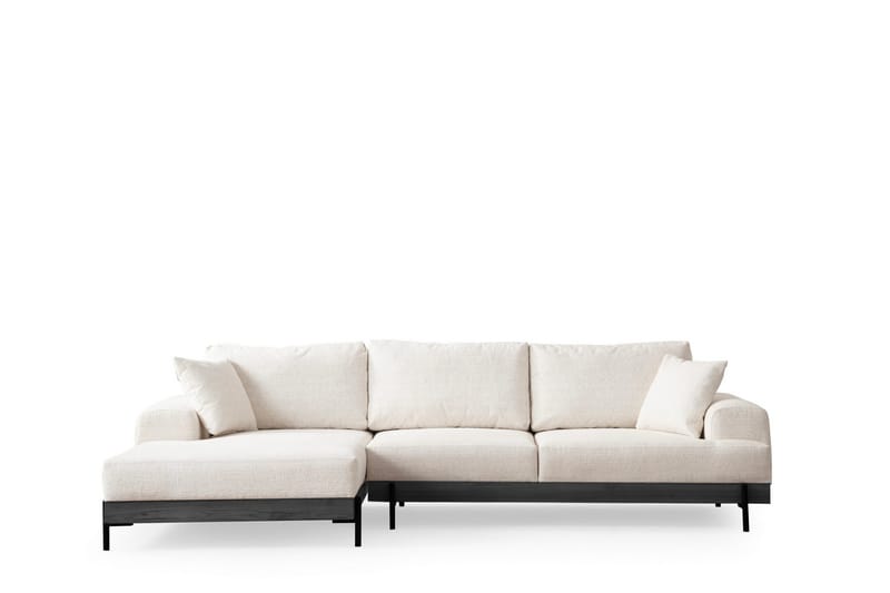 Eti 4-seter Venstrevendt L-formet Hjørnesofa med Divan 98 cm i Stoff - Hvit - Møbler - Sofaer - Sofaer med sjeselong - 4 seters sofa med divan