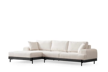 Eti 4-seter Venstrevendt L-formet Hjørnesofa med Divan 98 cm i Stoff - Hvit - Møbler - Sofaer - Sofaer med sjeselong - 4 seters sofa med divan