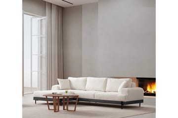 Eti 4-seter Venstrevendt L-formet Hjørnesofa med Divan 98 cm i Stoff - Hvit - Møbler - Sofaer - Sofaer med sjeselong - 4 seters sofa med divan