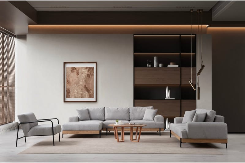 Eti Hjørnesofa 3-seter - Grå - Møbler - Sofaer - Sofaer med sjeselong - 4 seters sofa med divan