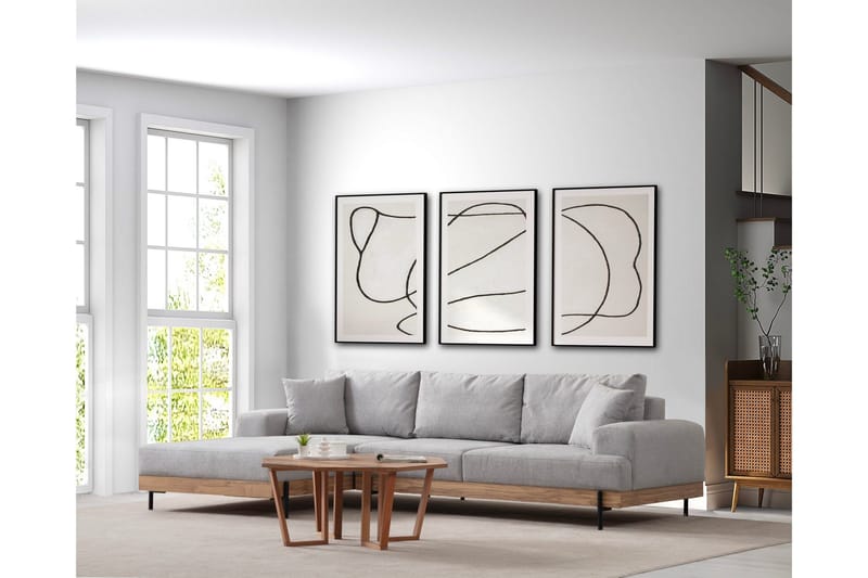 Eti Hjørnesofa 3-seter - Grå - Møbler - Sofaer - Sofaer med sjeselong - 4 seters sofa med divan