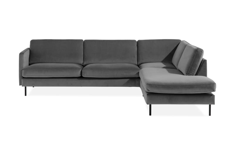 Fløyelssofa Elion 2,5-seter med Sjeselong Høyre - Lysgrå - 2 seters sofa med divan - Fløyelssofaer - Sofaer med sjeselong