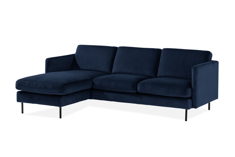 Fløyelssofa Elion 2-seter med Divan Venstre - Blå - 2 seters sofa med divan - Fløyelssofaer - Sofaer med sjeselong