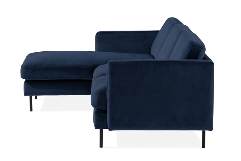 Fløyelssofa Elion 2-seter med Divan Venstre - Blå - 2 seters sofa med divan - Fløyelssofaer - Sofaer med sjeselong