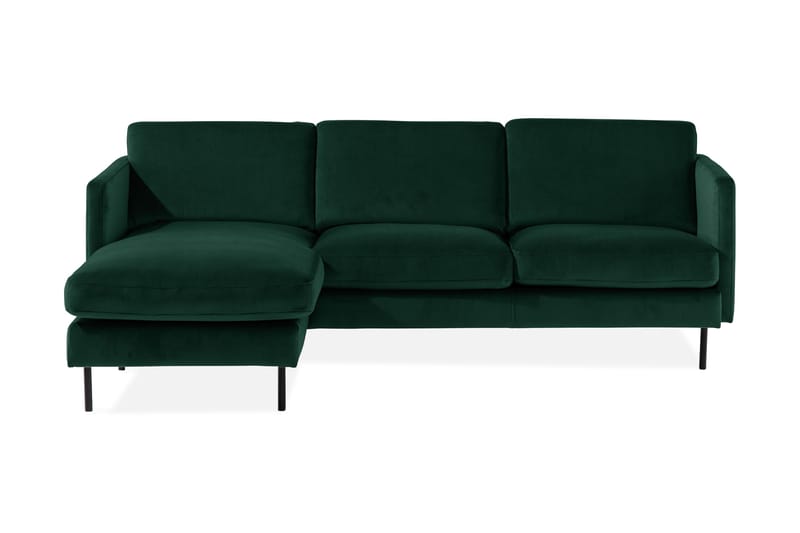 Fløyelssofa Elion 2-seter med Divan Venstre - Grønn - 2 seters sofa med divan - Fløyelssofaer - Sofaer med sjeselong