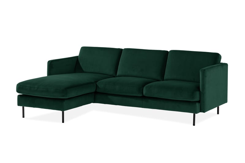 Fløyelssofa Elion 2-seter med Divan Venstre - Grønn - 2 seters sofa med divan - Fløyelssofaer - Sofaer med sjeselong