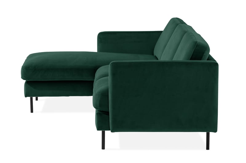 Fløyelssofa Elion 2-seter med Divan Venstre - Grønn - 2 seters sofa med divan - Fløyelssofaer - Sofaer med sjeselong