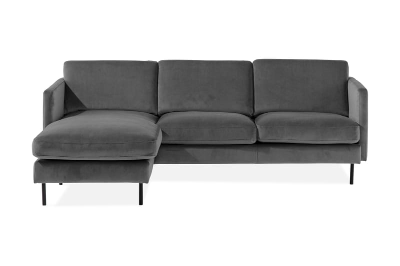 Fløyelssofa Elion 2-seter med Divan Venstre - Lysgrå - 2 seters sofa med divan - Fløyelssofaer - Sofaer med sjeselong