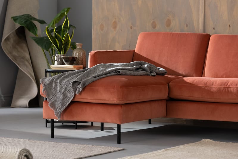 Fløyelssofa Elion 2-seter med Divan Venstre - Rosa - 2 seters sofa med divan - Fløyelssofaer - Sofaer med sjeselong