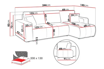 Flo Sovesofa med Sjeselong 3-seter - Gul - Møbler - Sofaer - Sofaer med sjeselong - 3 seters sofa med divan