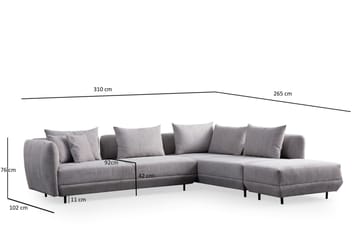 Floransa 4-seters Sofa med Divan - Lysegrå - Møbler - Sofaer - Sofaer med sjeselong - 4 seters sofa med divan