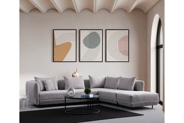 Floransa 4-seters Sofa med Divan - Lysegrå - Møbler - Sofaer - Sofaer med sjeselong - 4 seters sofa med divan