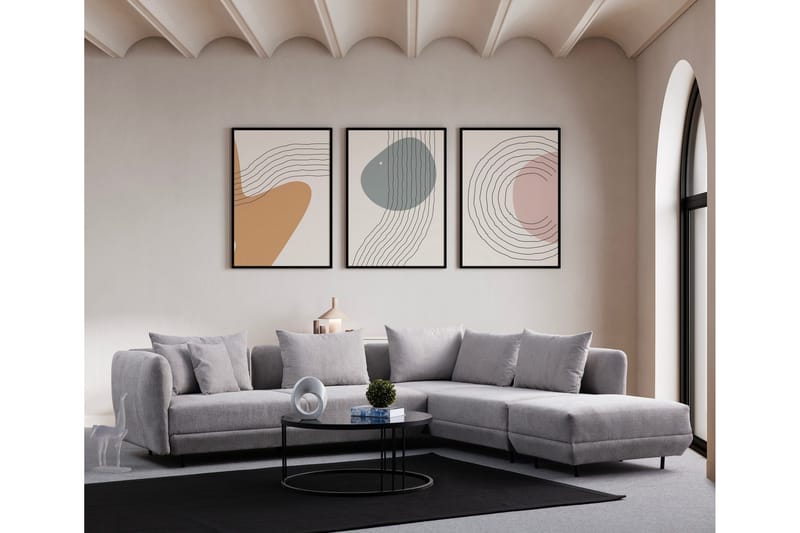 Floransa 4-seters Sofa med Divan - Lysegrå - Møbler - Sofaer - Sofaer med sjeselong - 4 seters sofa med divan