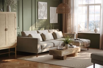 Florenz 3-seters Høyrevendt L-formet Sjeselongsofa i Chenille - Grå / Beige - Møbler - Sofaer - Sofaer med sjeselong - 3 seters sofa med divan