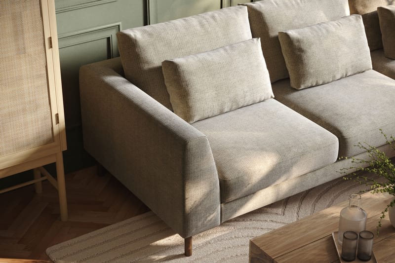 Florenz 3-seters Høyrevendt L-formet Sjeselongsofa i Chenille - Grå / Beige - Møbler - Sofaer - Sofaer med sjeselong - 3 seters sofa med divan