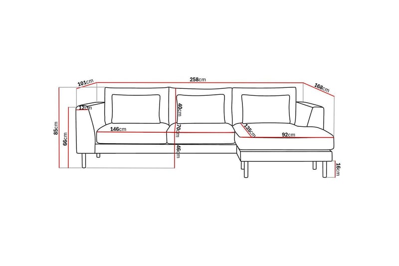 Florenz 3-seters Høyrevendt L-formet Sjeselongsofa i Chenille - Grå / Beige - Møbler - Sofaer - Sofaer med sjeselong - 3 seters sofa med divan