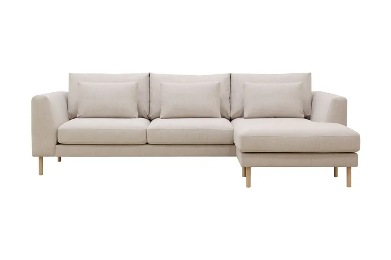 Florenz 3-seters Høyrevendt L-formet Sjeselongsofa i Stoff, Beige