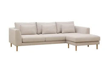Florenz 3-seters Høyrevendt L-formet Sjeselongsofa i Stoff - Beige - Møbler - Sofaer - Sofaer med sjeselong - 3 seters sofa med divan