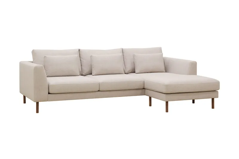 Florenz 3-seters Høyrevendt L-formet Sjeselongsofa i Stoff, Beige