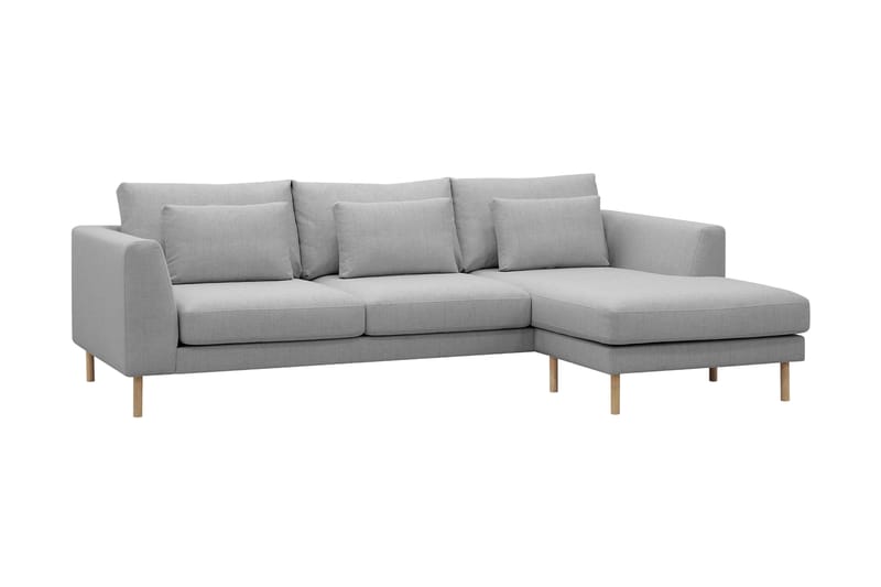 Florenz 3-seters Høyrevendt L-formet Sjeselongsofa i Stoff - Lys grå - Møbler - Sofaer - Sofaer med sjeselong - 3 seters sofa med divan