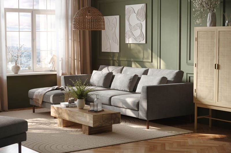 Florenz 3-seters Sofa med Divan Venstre - Lysegrå - Møbler - Sofaer - Sofaer med sjeselong - 3 seters sofa med divan