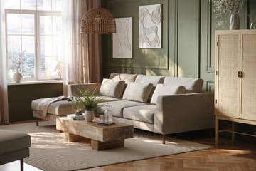 Florenz 3-seters Venstrevendt L-formet Sjeselongsofa i Chenille - Grå / Beige - Møbler - Sofaer - Sofaer med sjeselong - 3 seters sofa med divan
