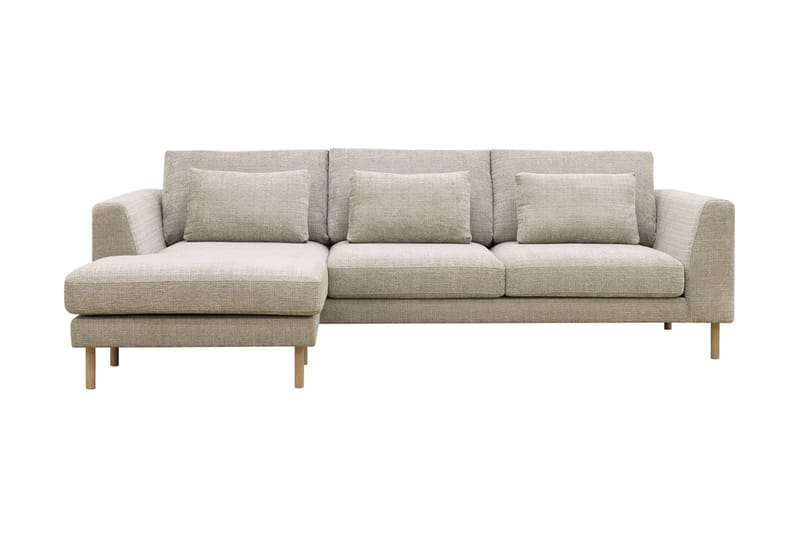 Florenz 3-seters Venstrevendt L-formet Sjeselongsofa i Chenille - Grå / Beige - Møbler - Sofaer - Sofaer med sjeselong - 3 seters sofa med divan