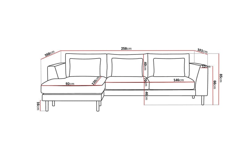 Florenz 3-seters Venstrevendt L-formet Sjeselongsofa i Chenille - Grå / Beige - Møbler - Sofaer - Sofaer med sjeselong - 3 seters sofa med divan