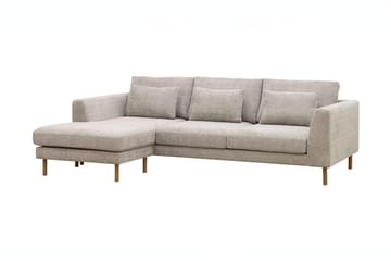 Florenz 3-seters Venstrevendt L-formet Sjeselongsofa i Chenille - Grå / Beige - Møbler - Sofaer - Sofaer med sjeselong - 3 seters sofa med divan