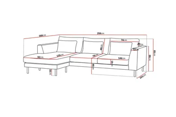 Florenz 3-seters Venstrevendt L-formet Sjeselongsofa i Stoff - Beige - Møbler - Sofaer - Sofaer med sjeselong - 3 seters sofa med divan