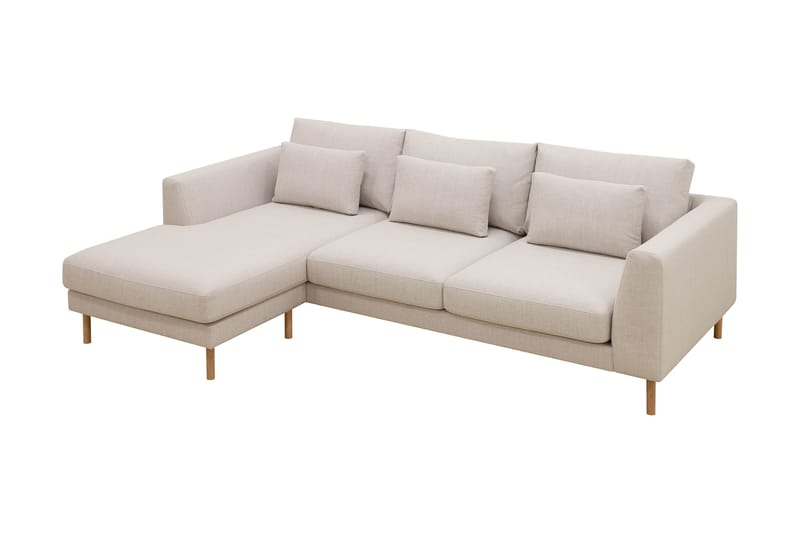 Florenz 3-seters Venstrevendt L-formet Sjeselongsofa i Stoff - Beige - Møbler - Sofaer - Sofaer med sjeselong - 3 seters sofa med divan