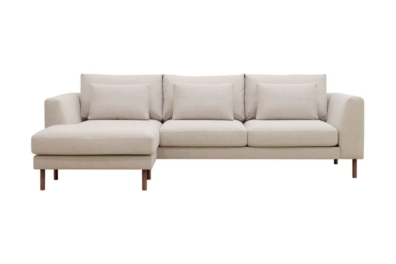 Florenz 3-seters Venstrevendt L-formet Sjeselongsofa i Stoff, Beige