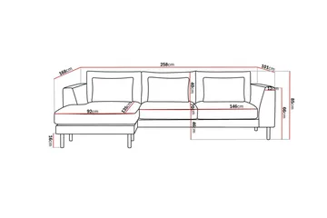 Florenz 3-seters Venstrevendt L-formet Sjeselongsofa i Stoff - Beige - Møbler - Sofaer - Sofaer med sjeselong - 3 seters sofa med divan