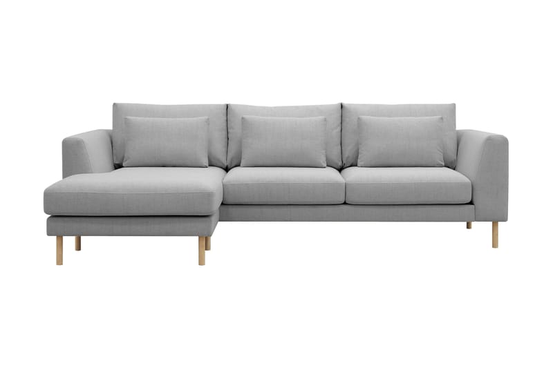 Florenz 3-seters Venstrevendt L-formet Sjeselongsofa i Stoff, Lys grå