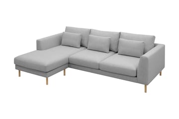 Florenz 3-seters Venstrevendt L-formet Sjeselongsofa i Stoff - Lys grå - Møbler - Sofaer - Sofaer med sjeselong - 3 seters sofa med divan