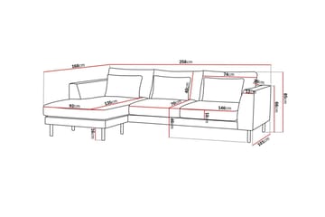 Florenz 3-seters Venstrevendt L-formet Sjeselongsofa i Stoff - Lys grå - Møbler - Sofaer - Sofaer med sjeselong - 3 seters sofa med divan
