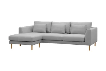 Florenz 3-seters Venstrevendt L-formet Sjeselongsofa i Stoff - Lysegrå - Møbler - Sofaer - Sofaer med sjeselong - 3 seters sofa med divan