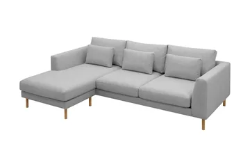 Florenz 3-seters Venstrevendt L-formet Sjeselongsofa i Stoff - Lysegrå - Møbler - Sofaer - Sofaer med sjeselong - 3 seters sofa med divan
